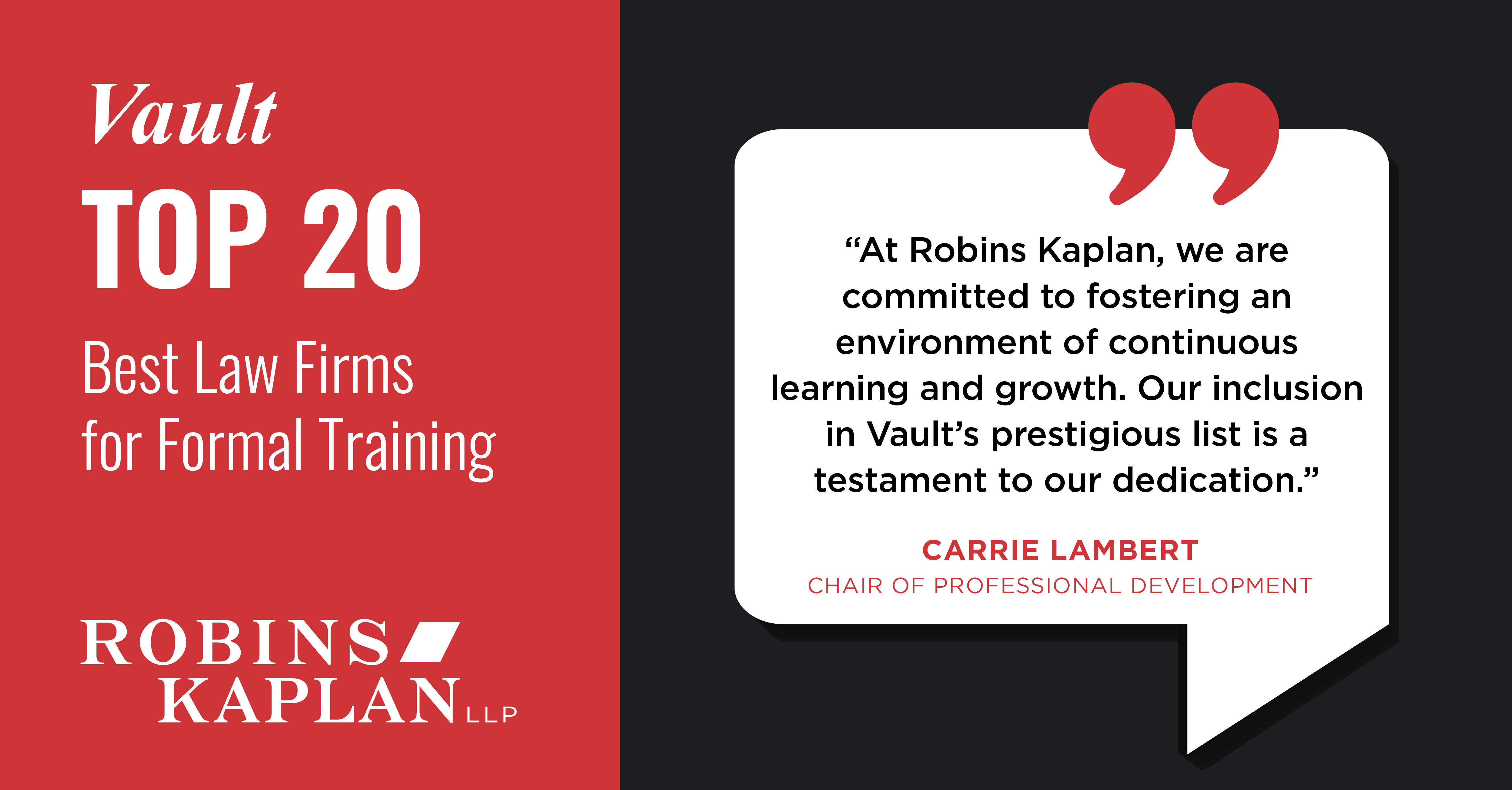 Robins Kaplan Ranked Among Best Law Firms For Training And Professional ...